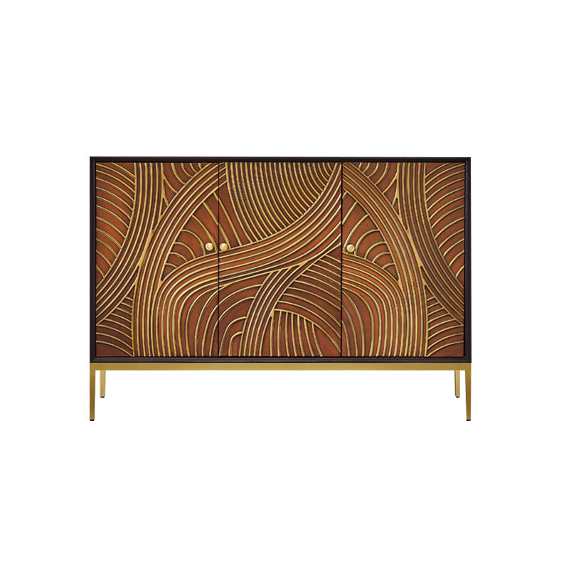 Scaffali regolabili in stile glam credenza a buffet in legno massiccio con porte