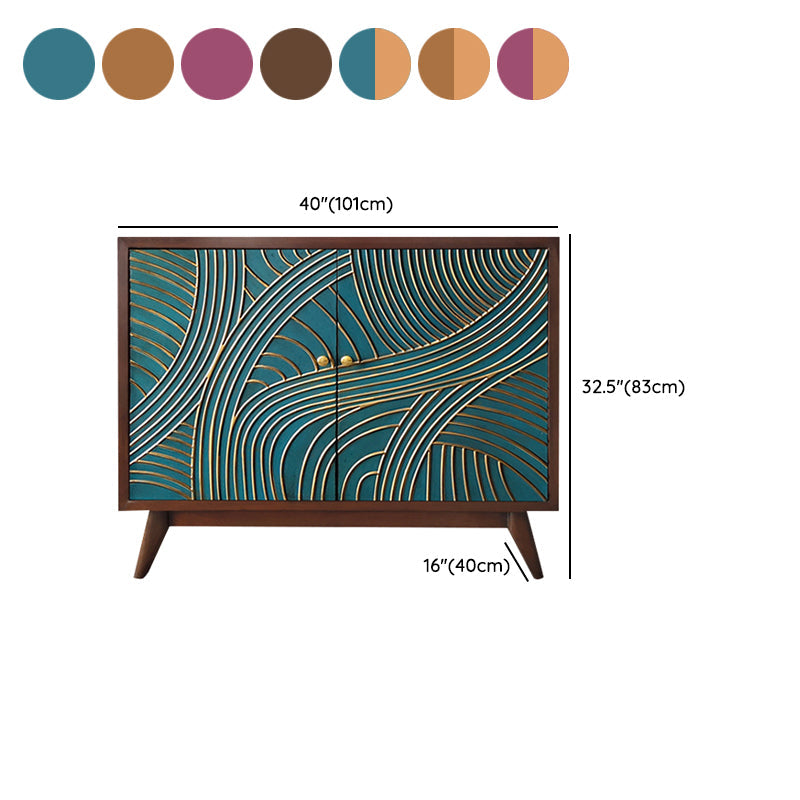 Scaffali regolabili in stile glam credenza a buffet in legno massiccio con porte