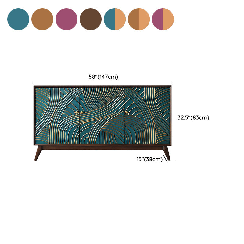 Scaffali regolabili in stile glam credenza a buffet in legno massiccio con porte