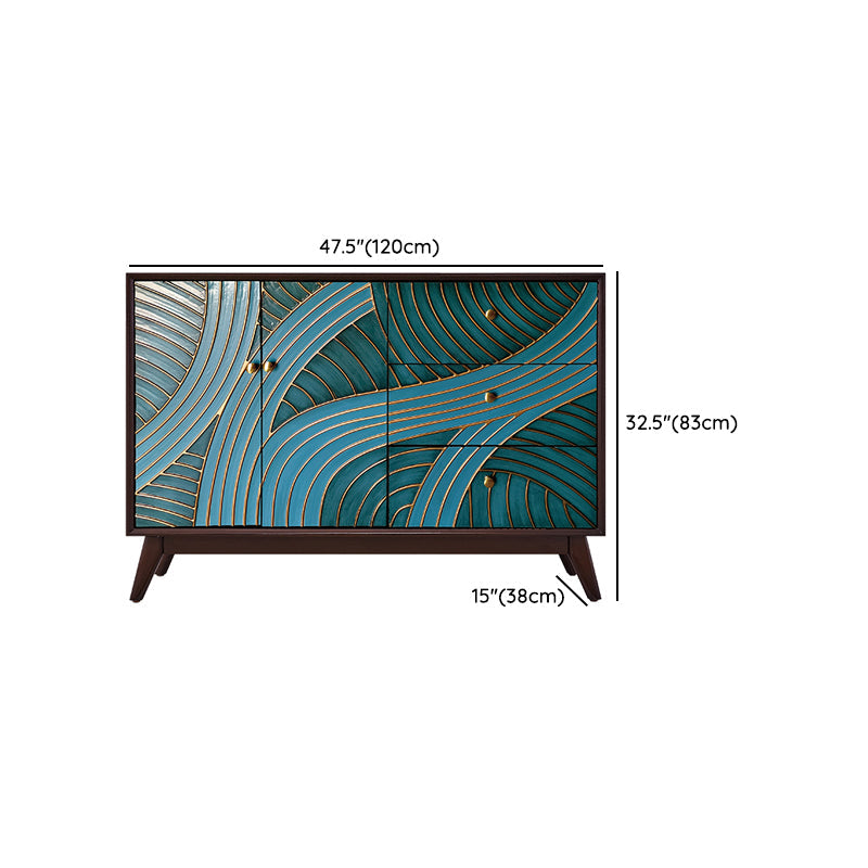 Scaffali regolabili in stile glam credenza a buffet in legno massiccio con porte