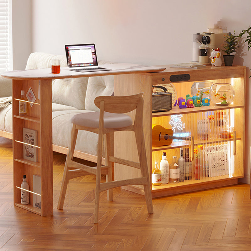 Modern Style Stone Rectangle Bar Stool Table Table for Living Room Apricot-Brown Without Chairs Clearhalo 'Bar Furniture' 'Bar Tables' 'bar_tables' 'furn' 'furn_bar_tables' 'Furniture' 'Kitchen & Dining Furniture' 7657377