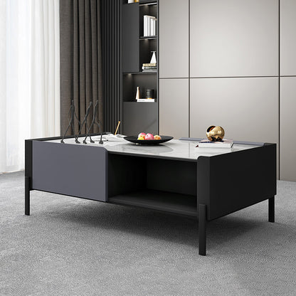 4 gambe caffè o tavolo da tavolo da end con cassetti di stoccaggio rettangolo