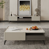 4 gambe caffettiera o tavolo da tavolo finale con cassetti di stoccaggio rettangolo bianco