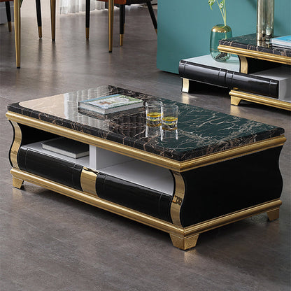 Marble Coffee or End Table with Storage Drawers Rectangle Block Clearhalo 'Coffee & Accent Tables' 'Coffee Tables' 'coffee_tables' 'furn' 'furn_coffee_tables' 'Furniture' 'Living Room Furniture' 7657549