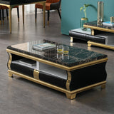 Marble Coffee or End Table with Storage Drawers Rectangle Block Clearhalo 'Coffee & Accent Tables' 'Coffee Tables' 'coffee_tables' 'furn' 'furn_coffee_tables' 'Furniture' 'Living Room Furniture' 7657552