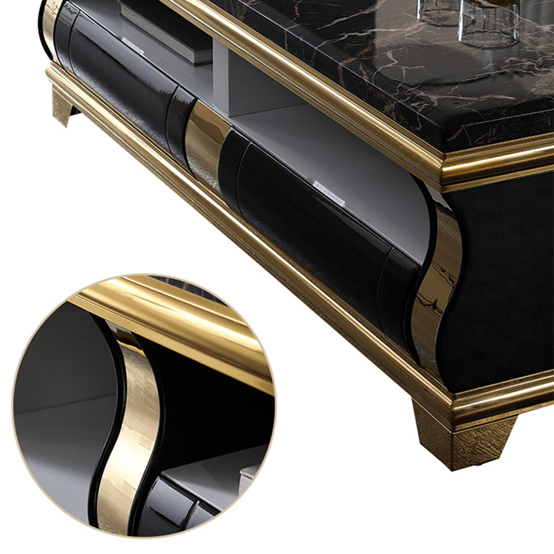 Marble Coffee or End Table with Storage Drawers Rectangle Block Clearhalo 'Coffee & Accent Tables' 'Coffee Tables' 'coffee_tables' 'furn' 'furn_coffee_tables' 'Furniture' 'Living Room Furniture' 7657558