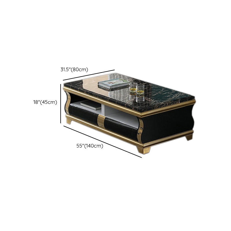 Marble Coffee or End Table with Storage Drawers Rectangle Block Clearhalo 'Coffee & Accent Tables' 'Coffee Tables' 'coffee_tables' 'furn' 'furn_coffee_tables' 'Furniture' 'Living Room Furniture' 7657559