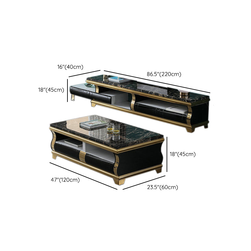Marble Coffee or End Table with Storage Drawers Rectangle Block Clearhalo 'Coffee & Accent Tables' 'Coffee Tables' 'coffee_tables' 'furn' 'furn_coffee_tables' 'Furniture' 'Living Room Furniture' 7657564
