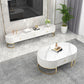 Slate Top Coffee or End Table with Storage Drawers Oval Frame Clearhalo 'Coffee & Accent Tables' 'Coffee Tables' 'coffee_tables' 'furn' 'furn_coffee_tables' 'Furniture' 'Living Room Furniture' 7657590