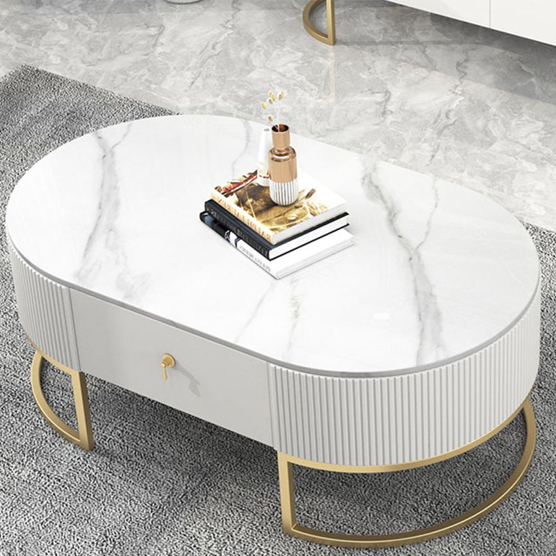 Slate Top Coffee or End Table with Storage Drawers Oval Frame 55"L x 31.5"W x 18"H Clearhalo 'Coffee & Accent Tables' 'Coffee Tables' 'coffee_tables' 'furn' 'furn_coffee_tables' 'Furniture' 'Living Room Furniture' 7657591