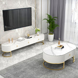 Slate Top Coffee or End Table with Storage Drawers Oval Frame Clearhalo 'Coffee & Accent Tables' 'Coffee Tables' 'coffee_tables' 'furn' 'furn_coffee_tables' 'Furniture' 'Living Room Furniture' 7657593