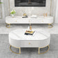 Slate Top Coffee or End Table with Storage Drawers Oval Frame Clearhalo 'Coffee & Accent Tables' 'Coffee Tables' 'coffee_tables' 'furn' 'furn_coffee_tables' 'Furniture' 'Living Room Furniture' 7657595