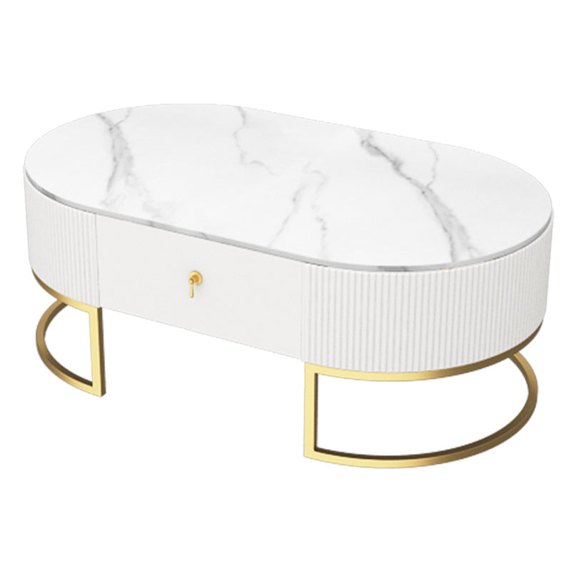 Slate Top Coffee or End Table with Storage Drawers Oval Frame Clearhalo 'Coffee & Accent Tables' 'Coffee Tables' 'coffee_tables' 'furn' 'furn_coffee_tables' 'Furniture' 'Living Room Furniture' 7657596