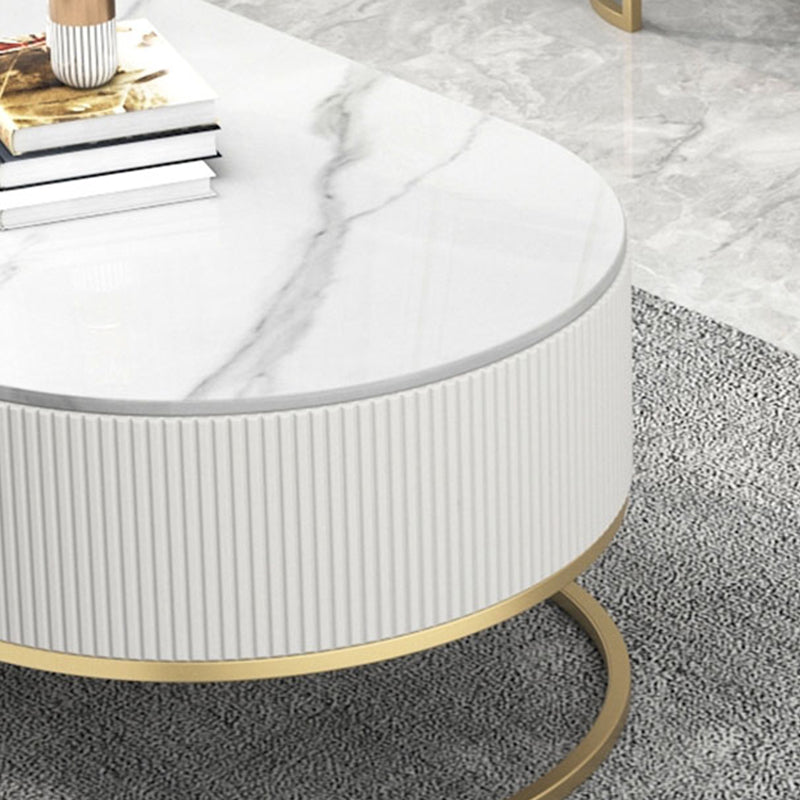 Slate Top Coffee or End Table with Storage Drawers Oval Frame Clearhalo 'Coffee & Accent Tables' 'Coffee Tables' 'coffee_tables' 'furn' 'furn_coffee_tables' 'Furniture' 'Living Room Furniture' 7657597