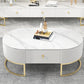 Slate Top Coffee or End Table with Storage Drawers Oval Frame Clearhalo 'Coffee & Accent Tables' 'Coffee Tables' 'coffee_tables' 'furn' 'furn_coffee_tables' 'Furniture' 'Living Room Furniture' 7657600