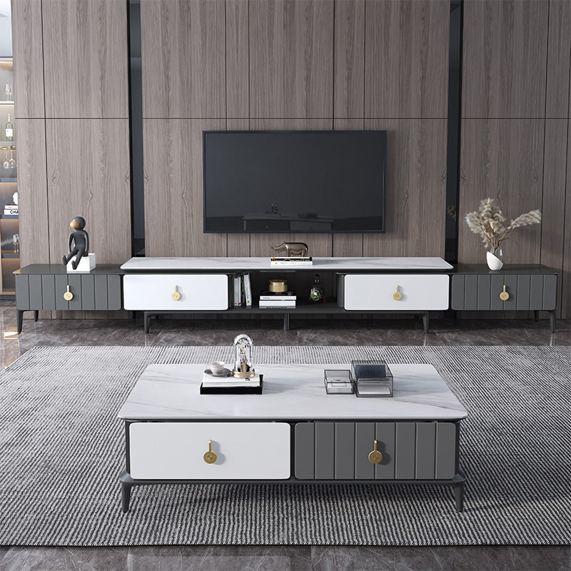 Mesa de cóctel de café de 4 piernas con cajones de almacenamiento Top de pizarra moderna