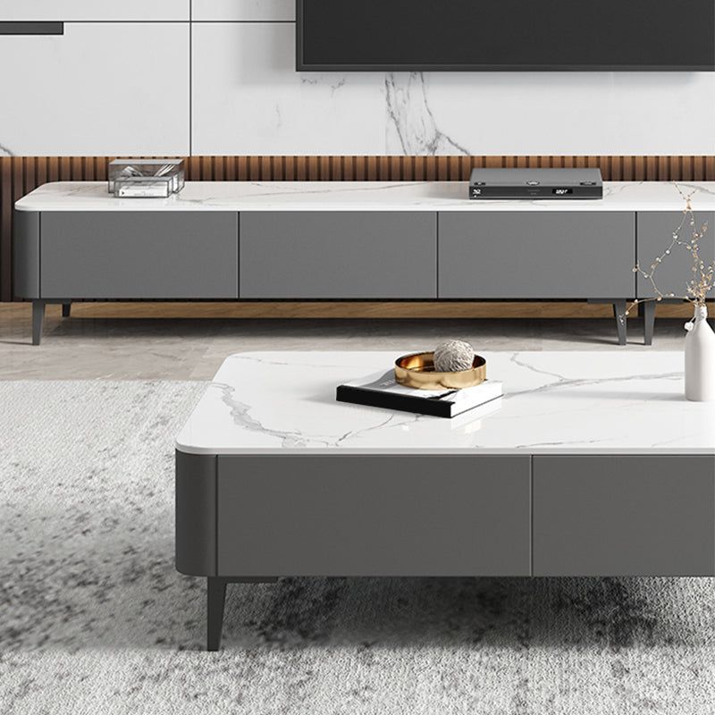 4 gambe tavolo da cocktail di caffè con cassetti di stoccaggio top rettangolo