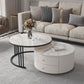 Frame Coffee Cocktail Table with Storage Drawers Round Slate Top White Clearhalo 'Coffee & Accent Tables' 'Coffee Tables' 'coffee_tables' 'furn' 'furn_coffee_tables' 'Furniture' 'Living Room Furniture' 7657700