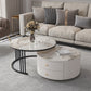 Frame Coffee Cocktail Table with Storage Drawers Round Slate Top Pandora Gold Clearhalo 'Coffee & Accent Tables' 'Coffee Tables' 'coffee_tables' 'furn' 'furn_coffee_tables' 'Furniture' 'Living Room Furniture' 7657704
