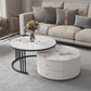 Frame Coffee Cocktail Table with Storage Drawers Round Slate Top Grey White Clearhalo 'Coffee & Accent Tables' 'Coffee Tables' 'coffee_tables' 'furn' 'furn_coffee_tables' 'Furniture' 'Living Room Furniture' 7657706