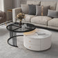 Frame Coffee Cocktail Table with Storage Drawers Round Slate Top Black Grey Clearhalo 'Coffee & Accent Tables' 'Coffee Tables' 'coffee_tables' 'furn' 'furn_coffee_tables' 'Furniture' 'Living Room Furniture' 7657710