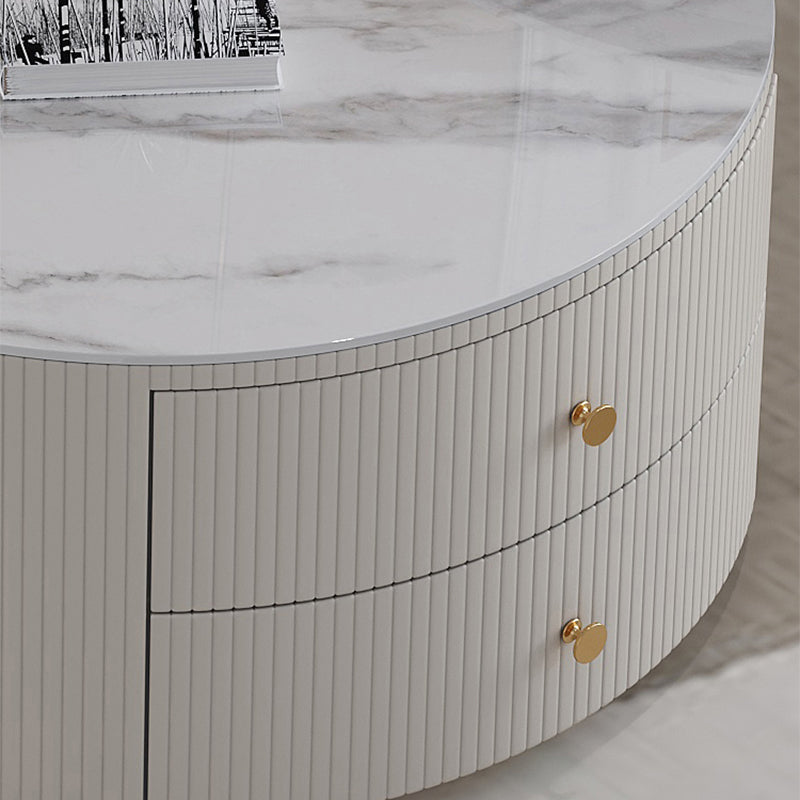 Frame Coffee Cocktail Table with Storage Drawers Round Slate Top Clearhalo 'Coffee & Accent Tables' 'Coffee Tables' 'coffee_tables' 'furn' 'furn_coffee_tables' 'Furniture' 'Living Room Furniture' 7657713