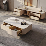 Slate Top Coffee Table with Storage Drawers and 4 Legs Rectangle Clearhalo 'Coffee & Accent Tables' 'Coffee Tables' 'coffee_tables' 'furn' 'furn_coffee_tables' 'Furniture' 'Living Room Furniture' 7657780