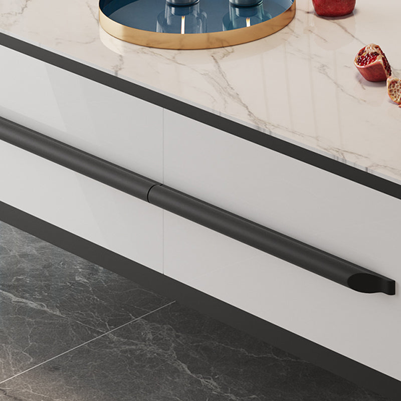 Mesa de café de 4 patas de pizarra con cajones de almacenamiento blancos contemporáneos