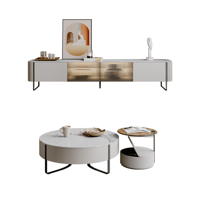 Tavolino in slitta in ardesia con deposito bianco contemporaneo