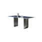 Mesa de comedor fija de piedra rectangular estilo simplicidad con pedestal doble