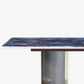 Mesa de comedor fija de piedra rectangular estilo simplicidad con pedestal doble