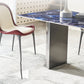 Mesa de comedor fija de piedra rectangular estilo simplicidad con pedestal doble