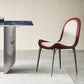 Mesa de comedor fija de piedra rectangular estilo simplicidad con pedestal doble