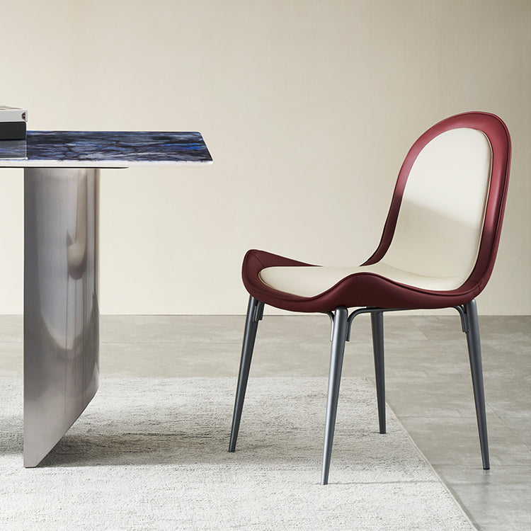 Mesa de comedor fija de piedra rectangular estilo simplicidad con pedestal doble