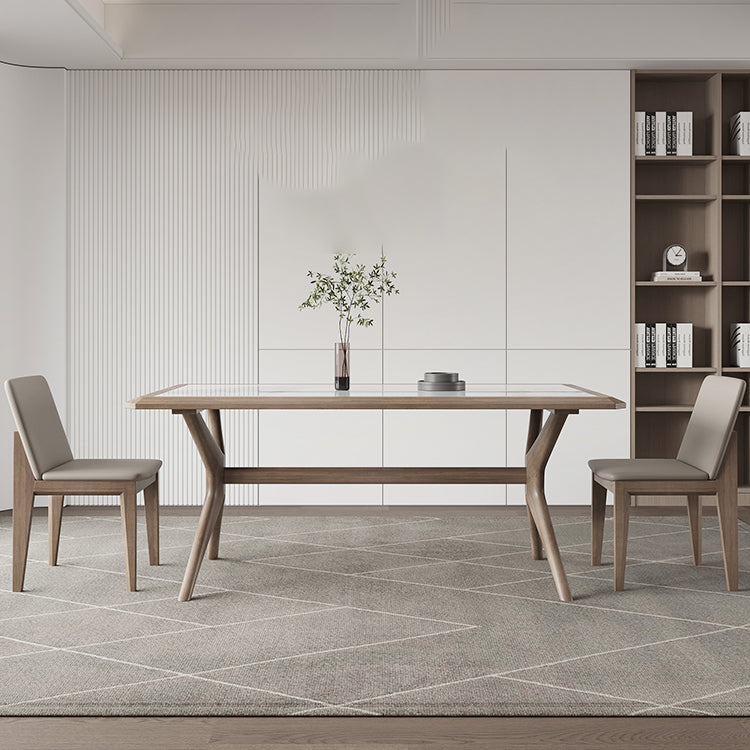 Modern Rectangular Stone Top Dining Table with Solid Wood Legs for Living Room Clearhalo 'Dining Tables & Seating' 'Dining Tables' 'dining_table' 'furn' 'furn_dining_table' 'Furniture' 'Kitchen & Dining Furniture' 7658839