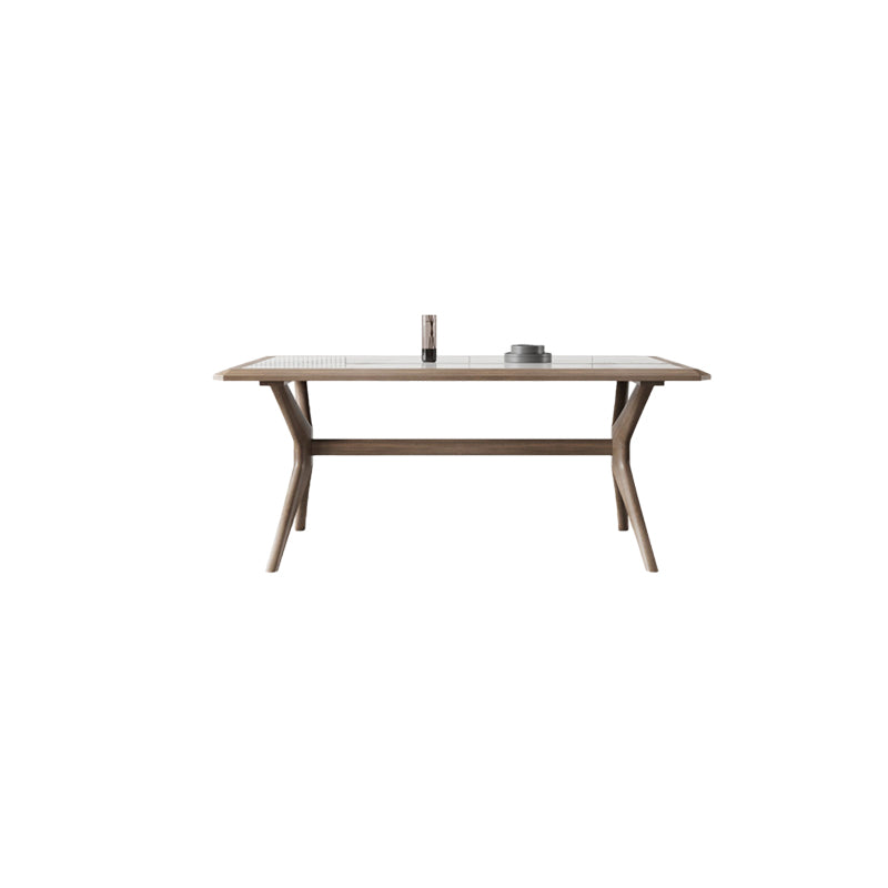 Modern Rectangular Stone Top Dining Table with Solid Wood Legs for Living Room Without Chairs Clearhalo 'Dining Tables & Seating' 'Dining Tables' 'dining_table' 'furn' 'furn_dining_table' 'Furniture' 'Kitchen & Dining Furniture' 7658840
