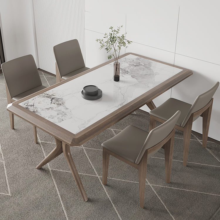 Modern Rectangular Stone Top Dining Table with Solid Wood Legs for Living Room Clearhalo 'Dining Tables & Seating' 'Dining Tables' 'dining_table' 'furn' 'furn_dining_table' 'Furniture' 'Kitchen & Dining Furniture' 7658841