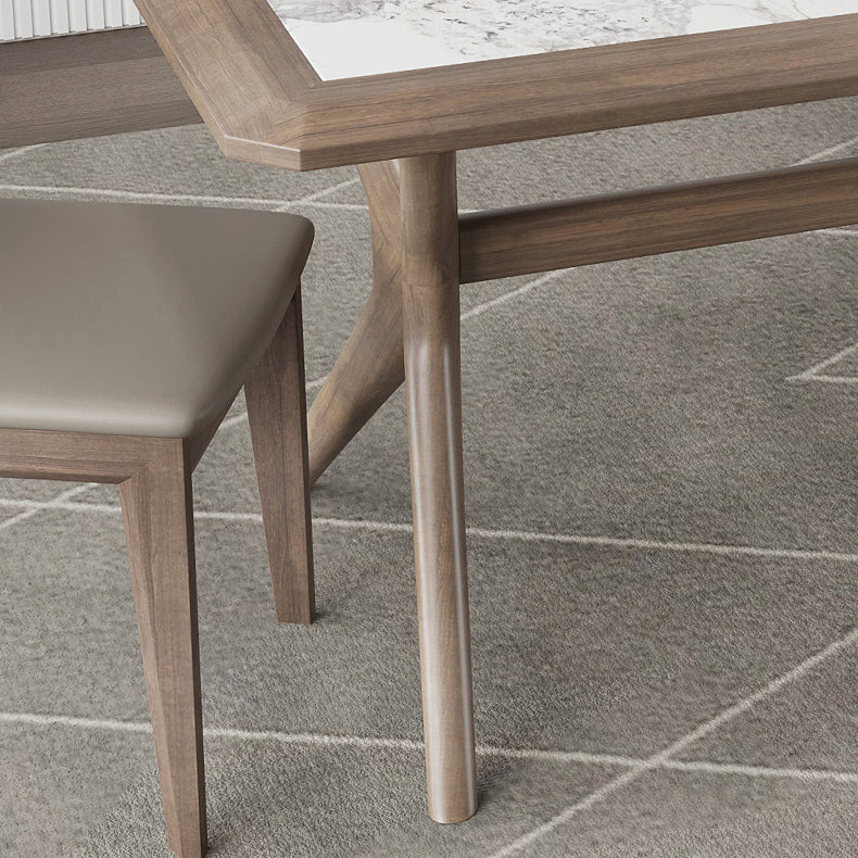 Modern Rectangular Stone Top Dining Table with Solid Wood Legs for Living Room Clearhalo 'Dining Tables & Seating' 'Dining Tables' 'dining_table' 'furn' 'furn_dining_table' 'Furniture' 'Kitchen & Dining Furniture' 7658845