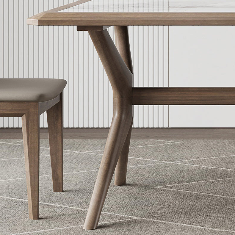 Modern Rectangular Stone Top Dining Table with Solid Wood Legs for Living Room Clearhalo 'Dining Tables & Seating' 'Dining Tables' 'dining_table' 'furn' 'furn_dining_table' 'Furniture' 'Kitchen & Dining Furniture' 7658846