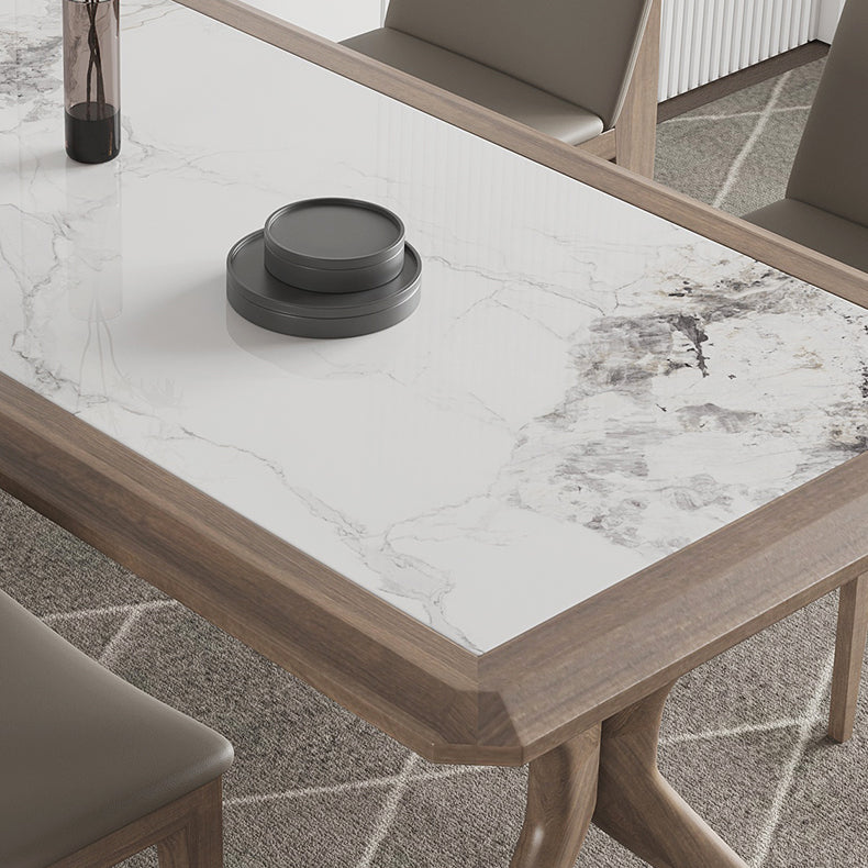 Modern Rectangular Stone Top Dining Table with Solid Wood Legs for Living Room Clearhalo 'Dining Tables & Seating' 'Dining Tables' 'dining_table' 'furn' 'furn_dining_table' 'Furniture' 'Kitchen & Dining Furniture' 7658847