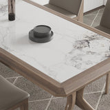 Modern Rectangular Stone Top Dining Table with Solid Wood Legs for Living Room Clearhalo 'Dining Tables & Seating' 'Dining Tables' 'dining_table' 'furn' 'furn_dining_table' 'Furniture' 'Kitchen & Dining Furniture' 7658847