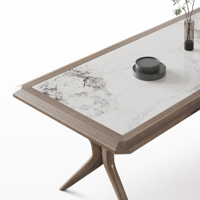 Modern Rectangular Stone Top Dining Table with Solid Wood Legs for Living Room Clearhalo 'Dining Tables & Seating' 'Dining Tables' 'dining_table' 'furn' 'furn_dining_table' 'Furniture' 'Kitchen & Dining Furniture' 7658848