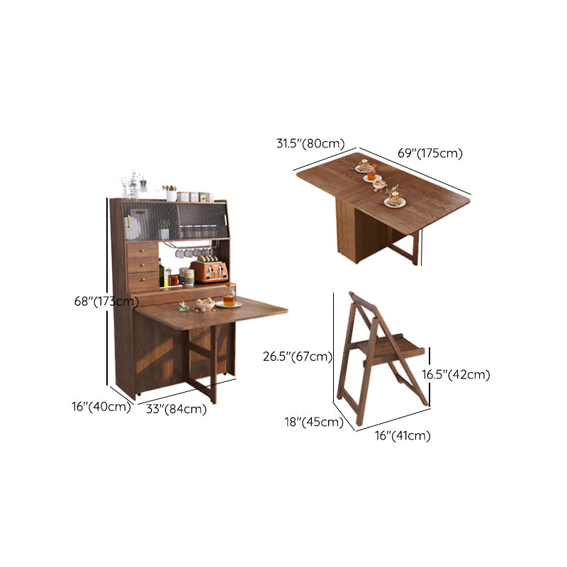 Moderne rechthoekige massief houten eettafel met lade, 68,9" x 31,5" x 29,5"