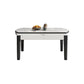 Modern Round Stone Top Dining Table Extendable for Small Spaces with Storage