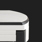 Modern Round Stone Top Dining Table Extendable for Small Spaces with Storage