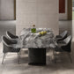 Simplicity Style Rectangle Marble Fixed Dinner Table with Double Pedestal