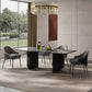 Simplicity Style Rectangle Marble Fixed Dinner Table with Double Pedestal