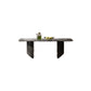 Simplicity Style Rectangle Marble Fixed Dinner Table with Double Pedestal