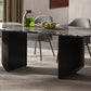 Simplicity Style Rectangle Marble Fixed Dinner Table with Double Pedestal