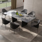 Simplicity Style Rectangle Marble Fixed Dinner Table with Double Pedestal